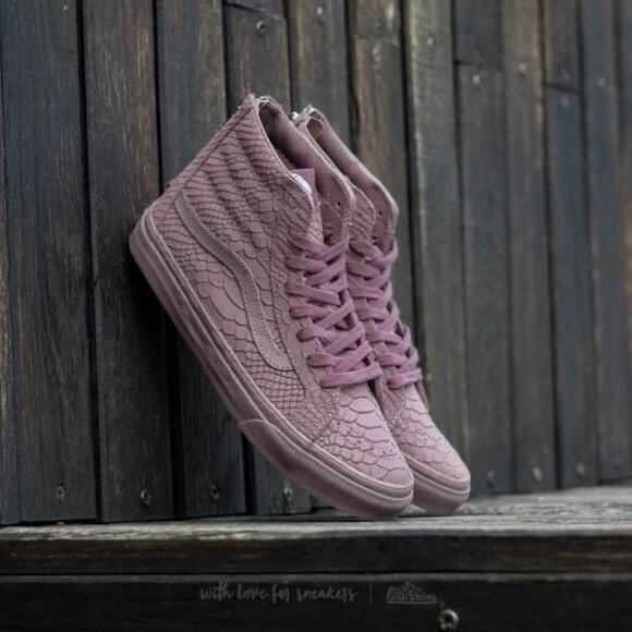 Vans Shoes - VANS Womens SK8 Hi Slim Zip DX Suede Mono Python Twilight Mauve Sz. 8